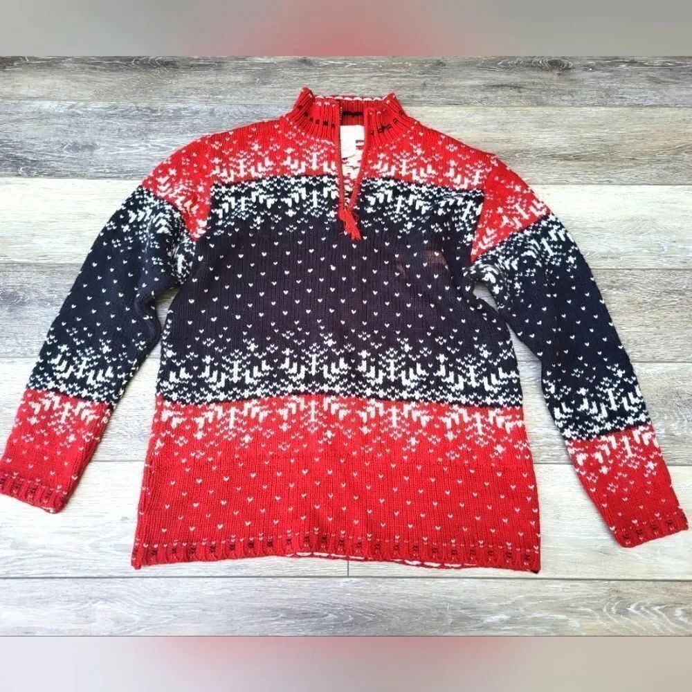 Vintage Tally Ho winter Christmas sweater 1/4 zip